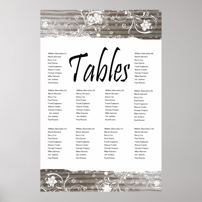 Tableau des sièges en bois bagué (Devant)