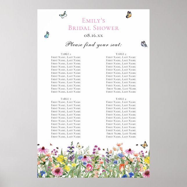 Tableau des sièges Fleurs sauvages d'été (Devant)