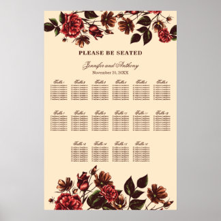 Tableau des sièges floraux d'automne et d'automne