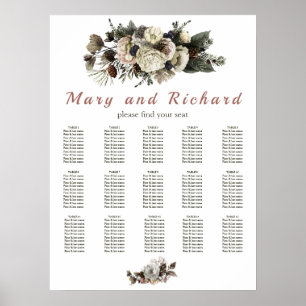 Tableau des sièges Mariages de la pivoine florale
