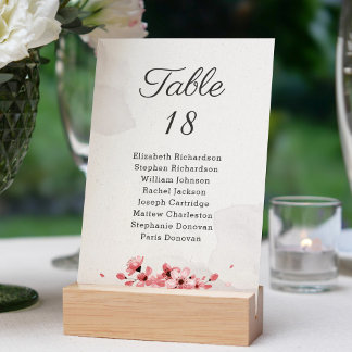 Tableau des sièges mariages en fleurs de cerisier
