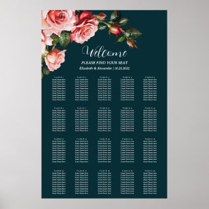 Tableau des sièges mariages rose rose rose foncé m