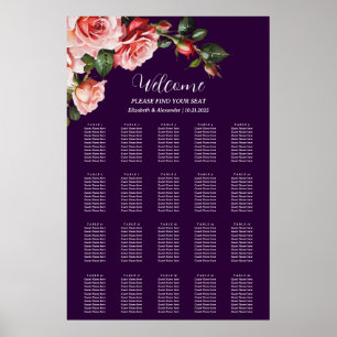 Tableau des sièges mariages rose rose rose foncé m