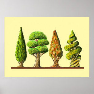 tableau des trois arbres sculptés dessin digital