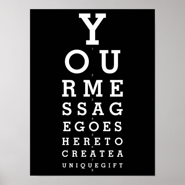 Tableau d'opticien noir et blanc message personnal (Devant)