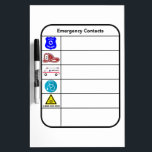 Tableau Effaçable À Sec En Coque D'Urgence<br><div class="desc">Ayez toujours à jour vos contacts d'urgence avec ce tableau pratique d'effacement sec "En Coque d'urgence". Il y a beaucoup de place pour vos contacts d'urgence les plus importants et un espace généreux en bas pour les contacts personnels d'urgence, ainsi que de l'espace en haut et en bas pour tous...</div>