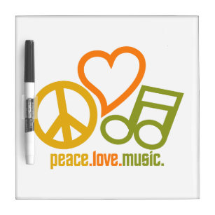 Tableau Effaçable À Sec Panneau de message personnalisé Peace-Love-Music