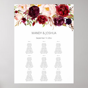 Tableau Floral Marsala Bourgogne -9 Blanc