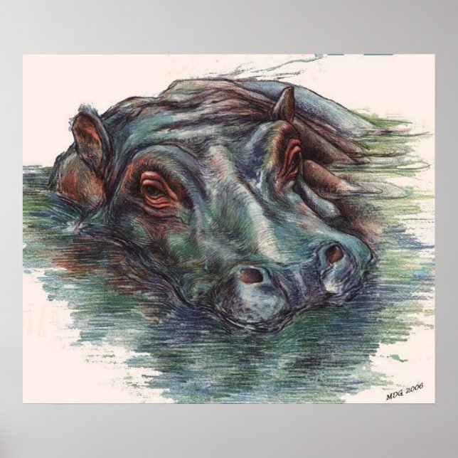 Tableau Hippo Hippopotame Portrait (Devant)