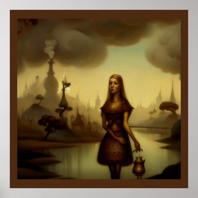 Tableau Imaginaire 4 - Fille tenant une lanterne (Devant)