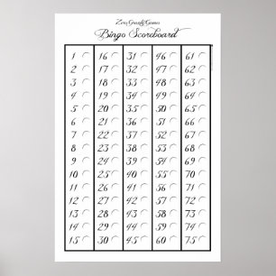 Tableau indicateur 75 de bingo-test - jeux de