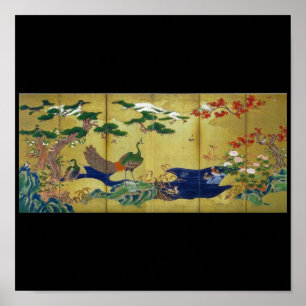 Tableau japonais c. Peacock des années 1500