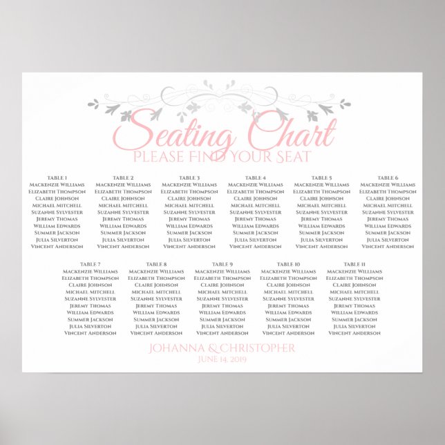 Tableau Mariage 11 rose et gris (Devant)