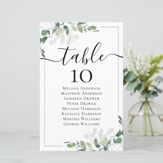 Tableau Mariage de table Eucalyptus BUDGET (Debout devant)