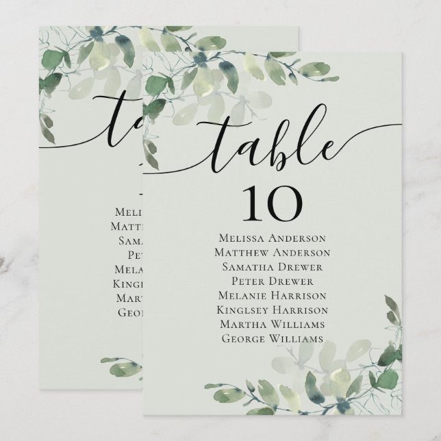 Tableau Mariage Eucalyptus (Devant / Derrière)