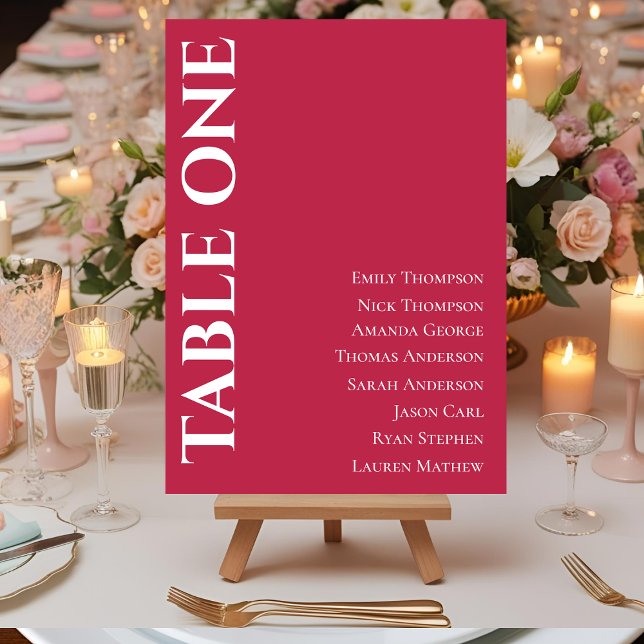 Tableau Mariage Magenta Contemporain (Contemporary Magenta Wedding Table Seating Chart)