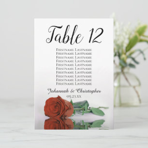 Tableau Mariage Rose orange rouille Grande table