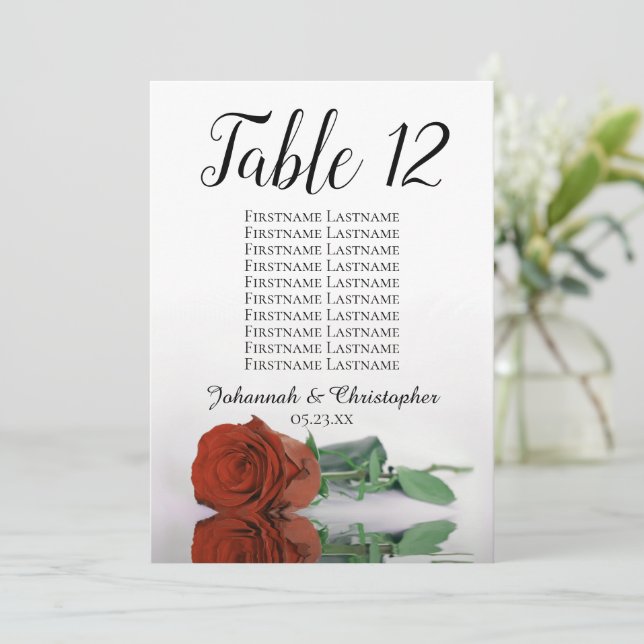 Tableau Mariage Rose orange rouille Grande table (Debout devant)