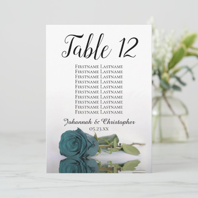 Tableau Mariage Rose turquoise Grande table (Debout devant)