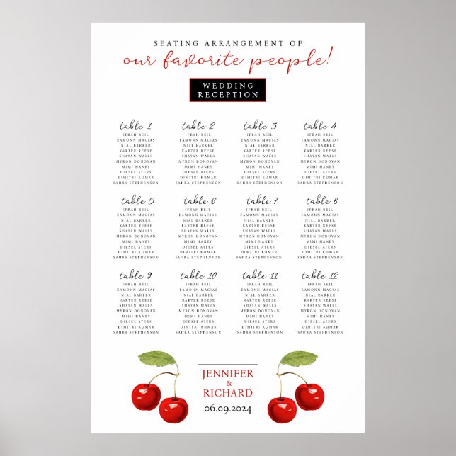 Tableau Mariage simple moderne des cerises rouges (Devant)