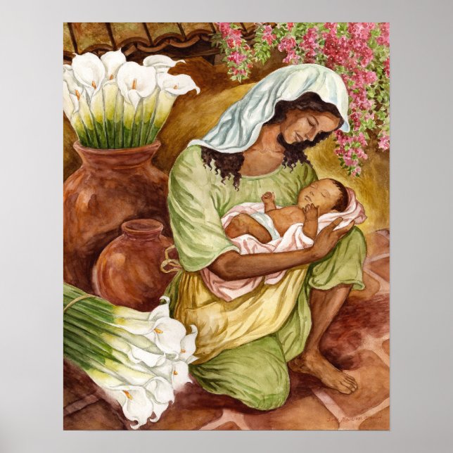 Tableau Mère Et Enfant Imprimer Poster 20" x 16" (Devant)