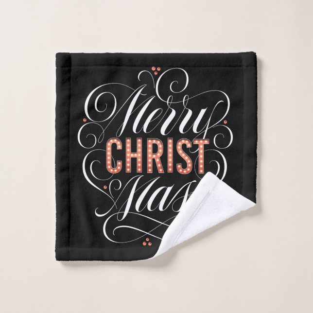 Tableau Merry CHRISTmas Marquee Religieux Noir (Gant de toilette)
