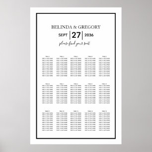 Tableau minimaliste de sièges de Mariage noir blan