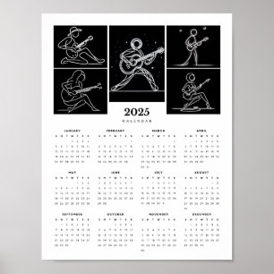 Tableau minimaliste Guitaristes 2025 Calendrier