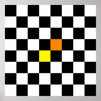 Tableau noir blanc avec couleur orange jaune