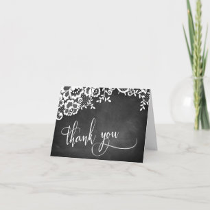 Tableau Noir Dentelle Calligraphie Élégante Merci