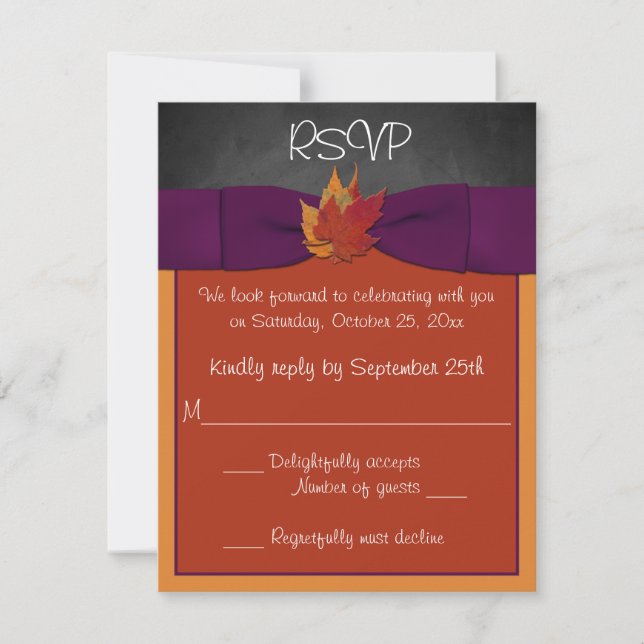 Tableau noir, Feuilles d'automne Mariage RSVP - Vi (Devant)