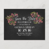 Tableau noir floral enregistrer la date cartes pos
