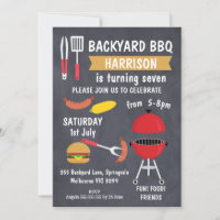 Tableau noir Jardin barbecue Invitation d'annivers