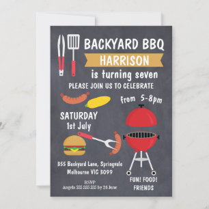 Tableau noir Jardin barbecue Invitation d'annivers