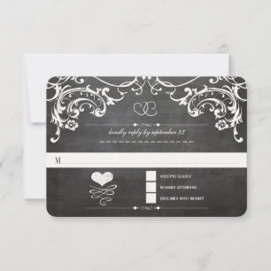 Tableau noir Met Initiales coeur Typographie RSVP