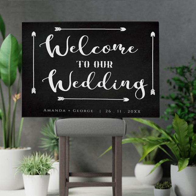 Tableau Noir Minimaliste Bienvenue À Notre Mariage (Créateur téléchargé)
