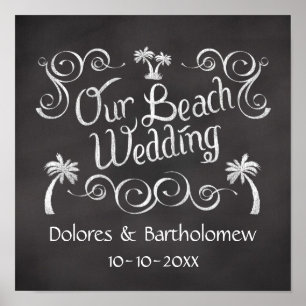 Tableau noir Notre Plage Mariage Signet Poster