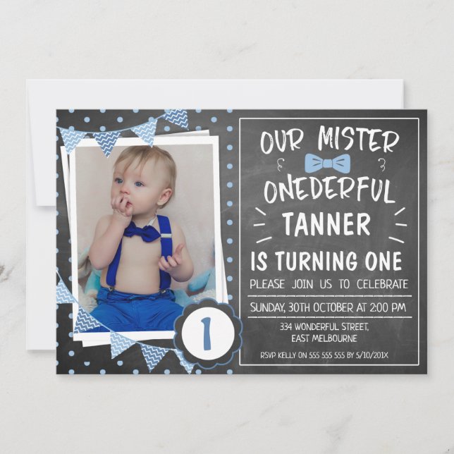 Tableau noir Onederday Invitation 1er anniversaire (Devant)