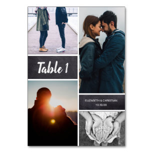 Tableau noir Photo Collage Mariage Numéro de table