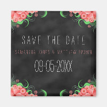 Tableau noir Pink Floral Magnet Réservez la date