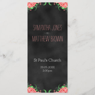 Tableau noir Rose Floral Wedding Cartes Programme