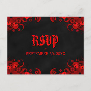 Tableau noir Rouge Floral RSVP Répondre Cartes pos