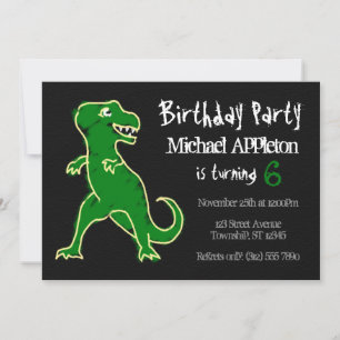 Tableau noir T-Rex Dinosaur Invitations d'annivers