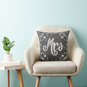 Tableau noir Vintage Moderne Coussin Mrs Brides