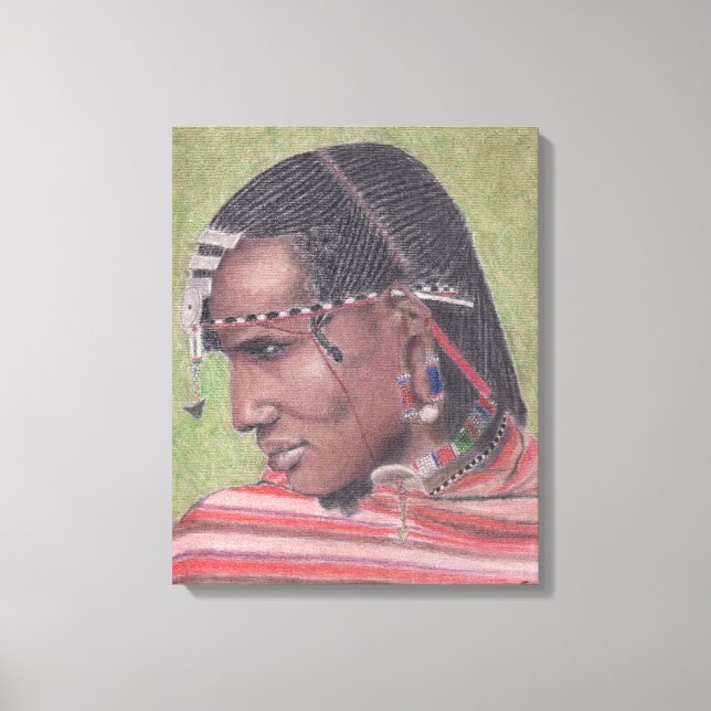 Tableau original sur toile Africain Massai Guerrie (Recto)