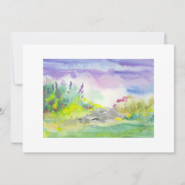 Tableau Paysage Fleur sauvage de lavande dorée (Devant)