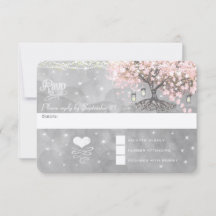 Tableau rose cœur feuille arbre RSVP