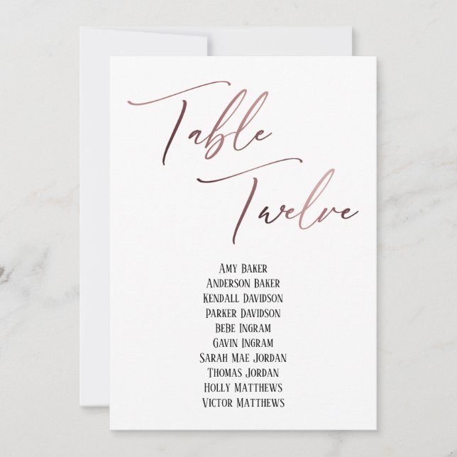 Tableau rose d'écriture manuscrite en or Douze pla (Devant)