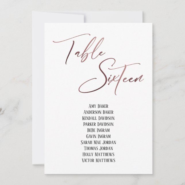 Tableau rose d'écriture manuscrite en or Seize pla (Devant)