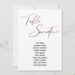 Tableau Rosegold d'écriture manuscrite Dix-sept si